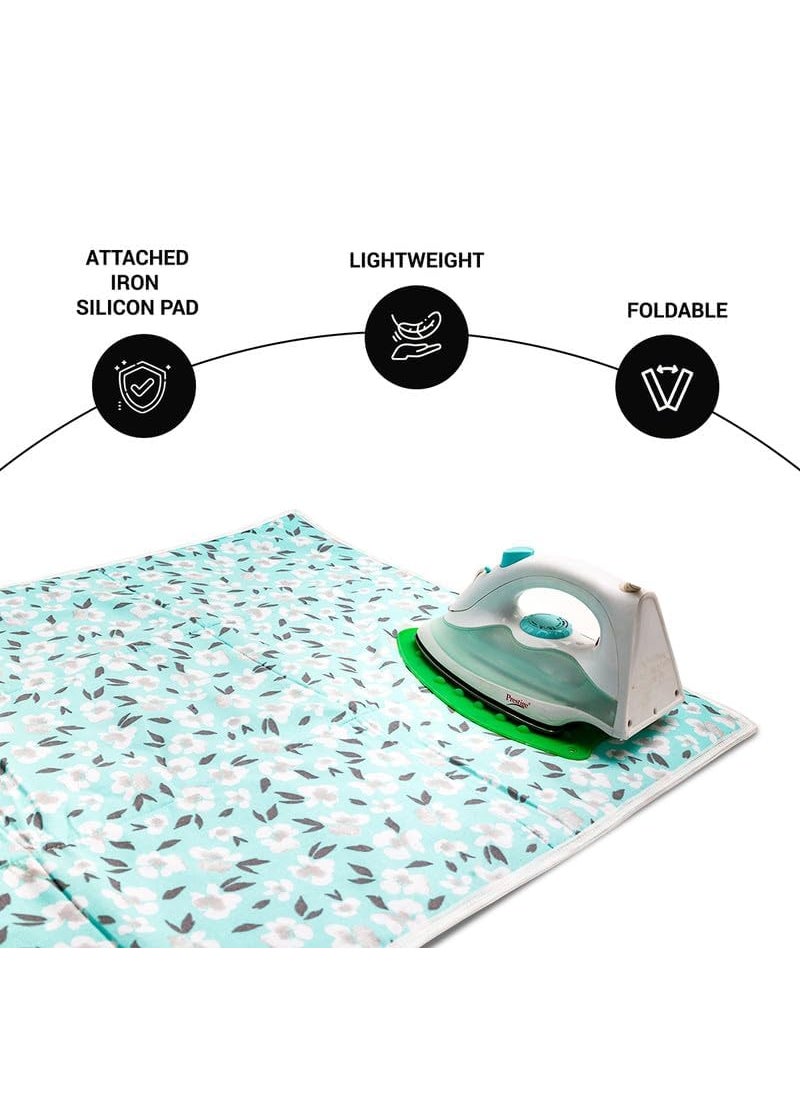 Finiky Iron Mat with Silicone Pad for Iron Rest 3mm Felt Padding Heat Resistant Lightweight Foldable Washable for Tabletop or Bed Iron Mat for Ironing Clothes Green
