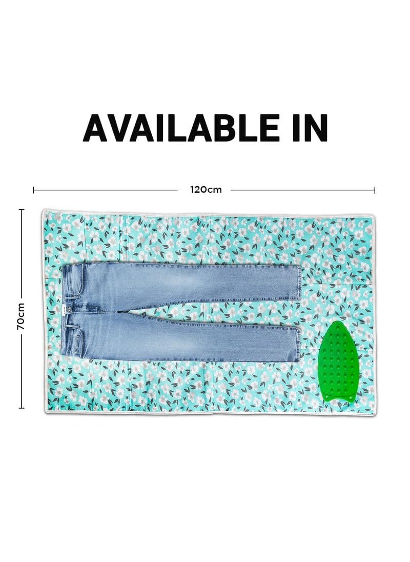 Finiky Iron Mat with Silicone Pad for Iron Rest 3mm Felt Padding Heat Resistant Lightweight Foldable Washable for Tabletop or Bed Iron Mat for Ironing Clothes Green
