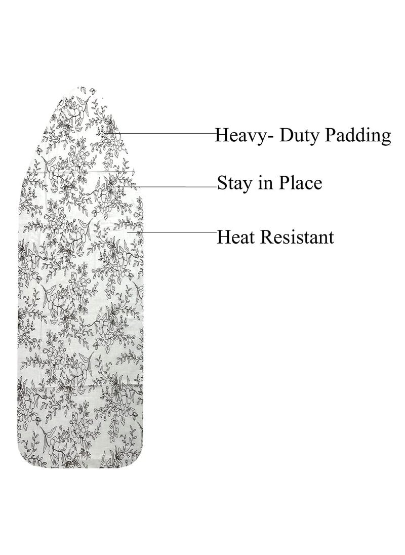 Mahaveer Cotton Ironing Board Cover with 3mm Thick Felt Pad for Steam Press Ironing Mat Heat Reflective Scorch Stain Resistant Fits Standard Medium Boards of 112x34 cm Printed Disty Print
