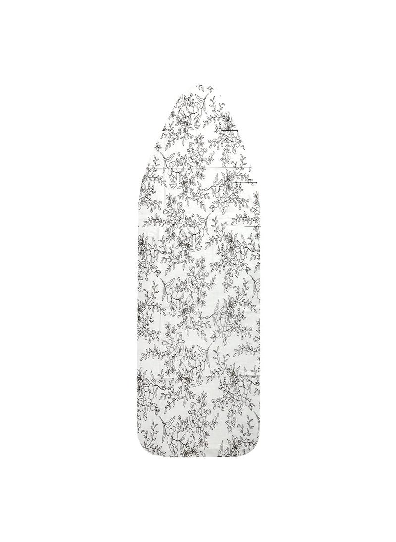 Mahaveer Cotton Ironing Board Cover with 3mm Thick Felt Pad for Steam Press Ironing Mat Heat Reflective Scorch Stain Resistant Fits Standard Medium Boards of 112x34 cm Printed Disty Print