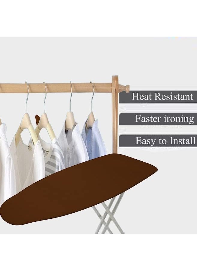Mahaveer Cotton Ironing Board Cover with 3mm Thick Felt Pad for Steam Press Ironing Mat Heat Reflective Scorch Stain Resistant Fits Standard Wide Boards of 125x46 cm Solid Chocolate