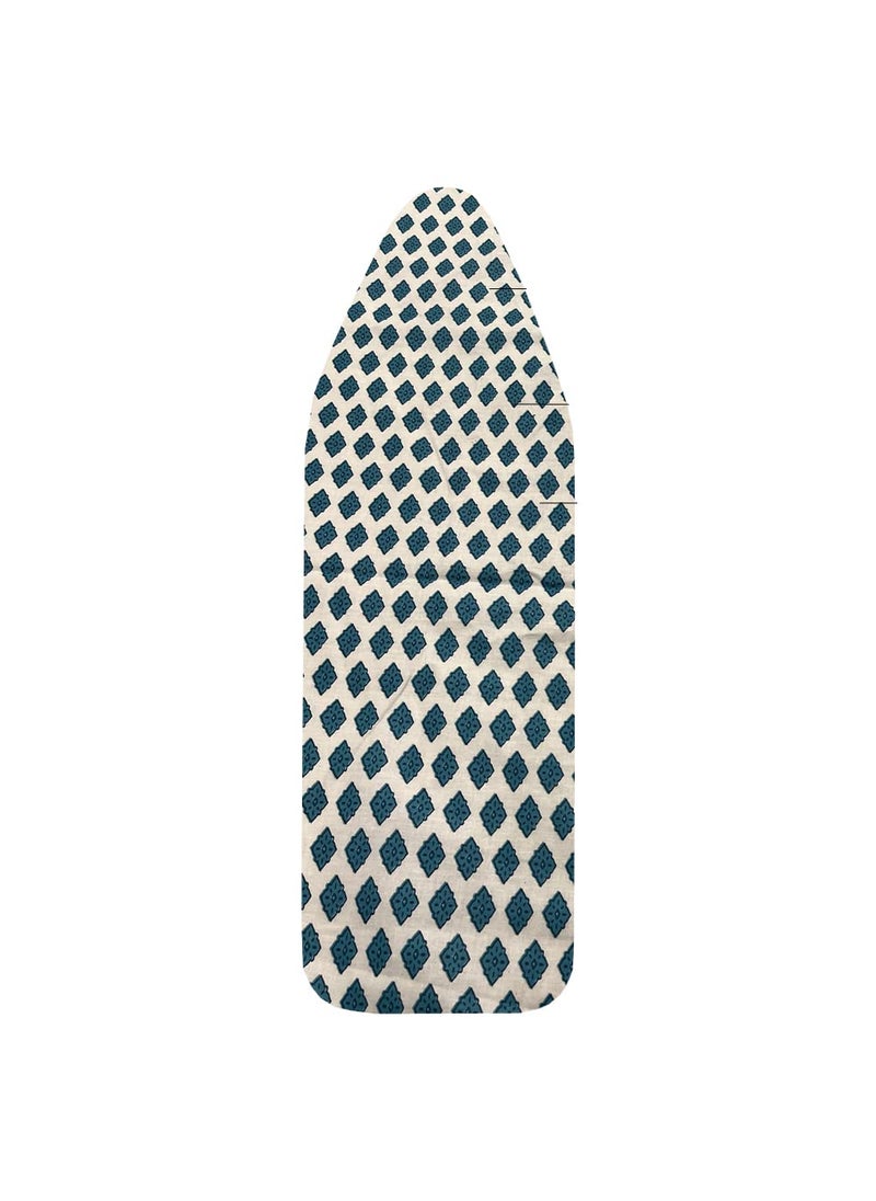 Mahaveer Cotton Ironing Board Cover with 3mm Thick Felt Pad for Steam Press Heat Reflective Scorch Stain Resistant Fits Standard Wide Boards of 125x46 cm Printed Turquoise Vintage Floral