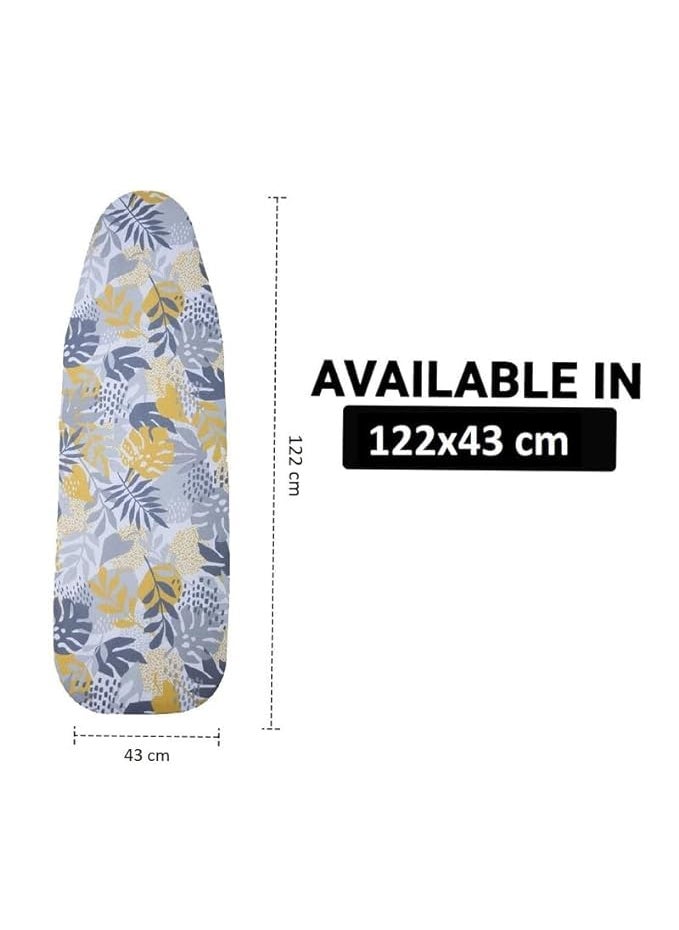 Finiky HeatGuard Iron Board Cover with Stitched 5 mm Felt Floral Surface Area 122x43 cm Scorch Stain Resistant Fits All Board Shape Heat Reflective