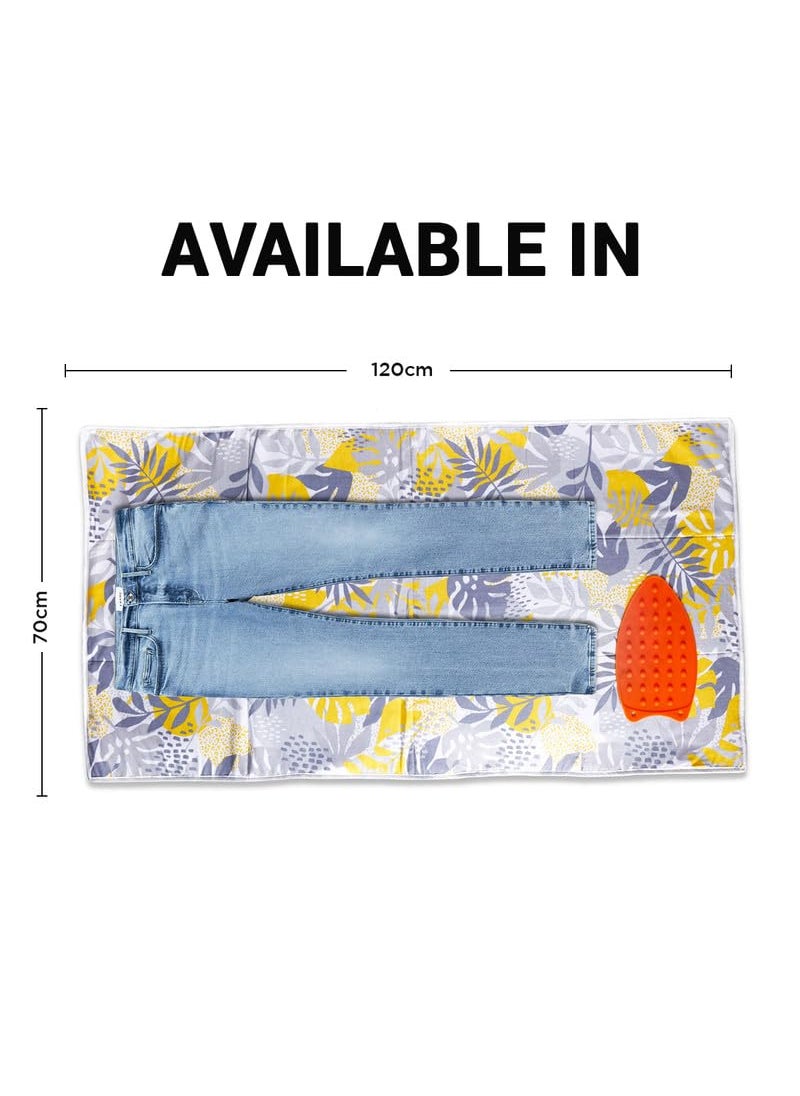 Peng Essentials Ironing Mat Large 120 x 70 cm with 3mm Felt PaddingSilicone Iron Rest Protector Steam Press on Table Portable Foldable Ironing Mat for use on Dining Table and BedFloral