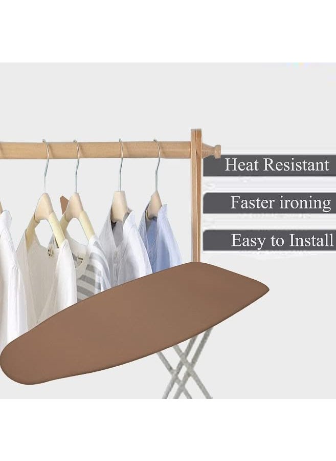 Mahaveer Cotton Ironing Board Cover with 3mm Thick Felt Pad for Steam Press Ironing Mat Heat Reflective Scorch Stain Resistant Fits Standard Medium Boards of 112x34 cm Solid Taupe