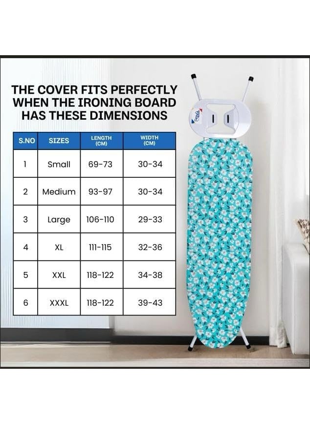 PENG ESSENTIALS HeatGuard Iron Board Cover Stitched 5 mm FeltFloralSurface Area SizeXL115x36 cm