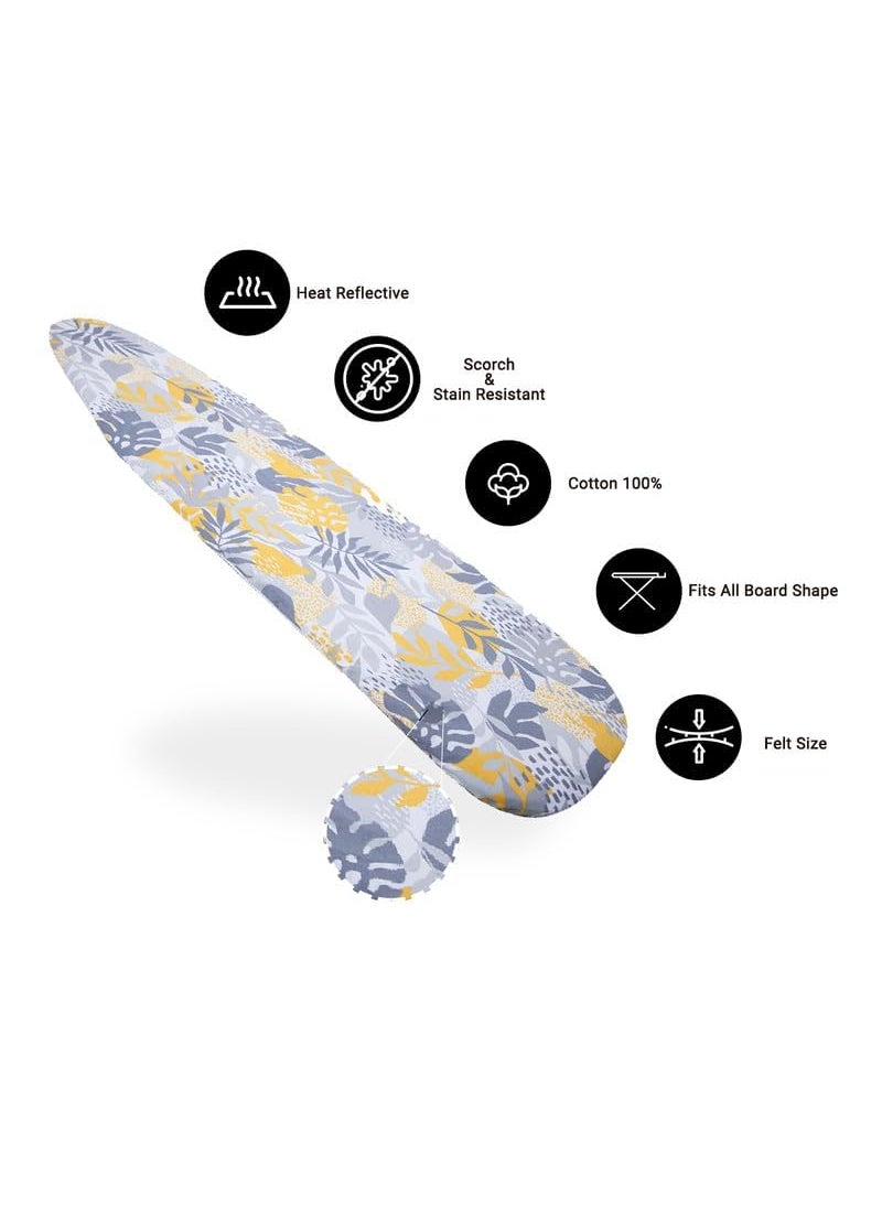 PENG ESSENTIALS HeatGuard Iron Board Cover Stitched 5 mm FeltFloralSurface Area SizeXL115x36 cm