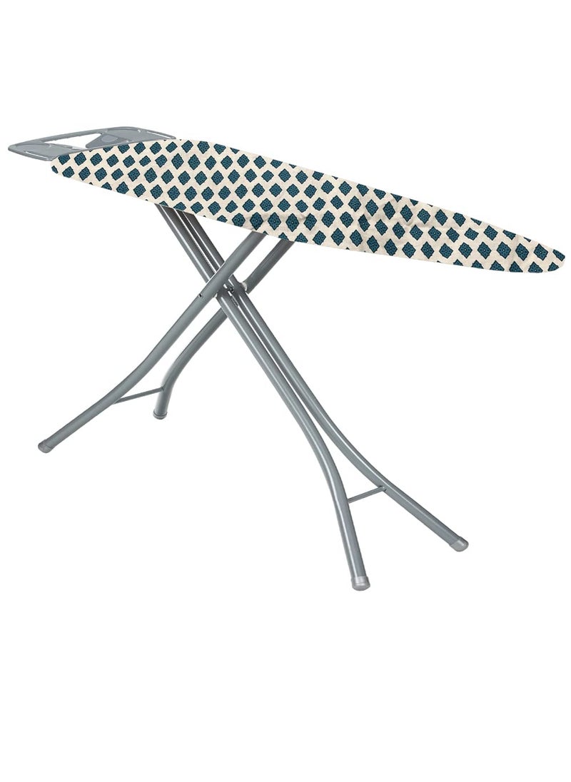 Mahaveer Cotton Ironing Board Cover with 3mm Thick Felt Pad for Steam Press Heat Reflective Scorch Stain Resistant Fits Standard Medium Boards of 112x34 cm Printed Turquoise Vintage Floral