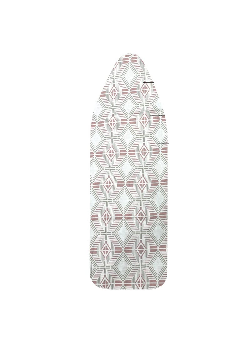 Mahaveer Cotton Ironing Board Cover with 3mm Thick Felt Pad for Steam Press Ironing Mat Heat Reflective Scorch Stain Resistant Fits Standard Large Boards of 125x39 cm Printed Tringle Pink