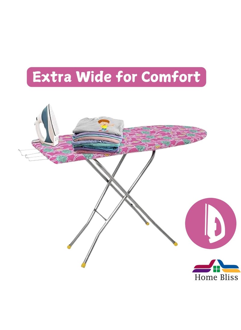 Home Bliss Wooden Ironing BoardTable with Iron Holder Foldable Adjustable 122X47CM Color May Very