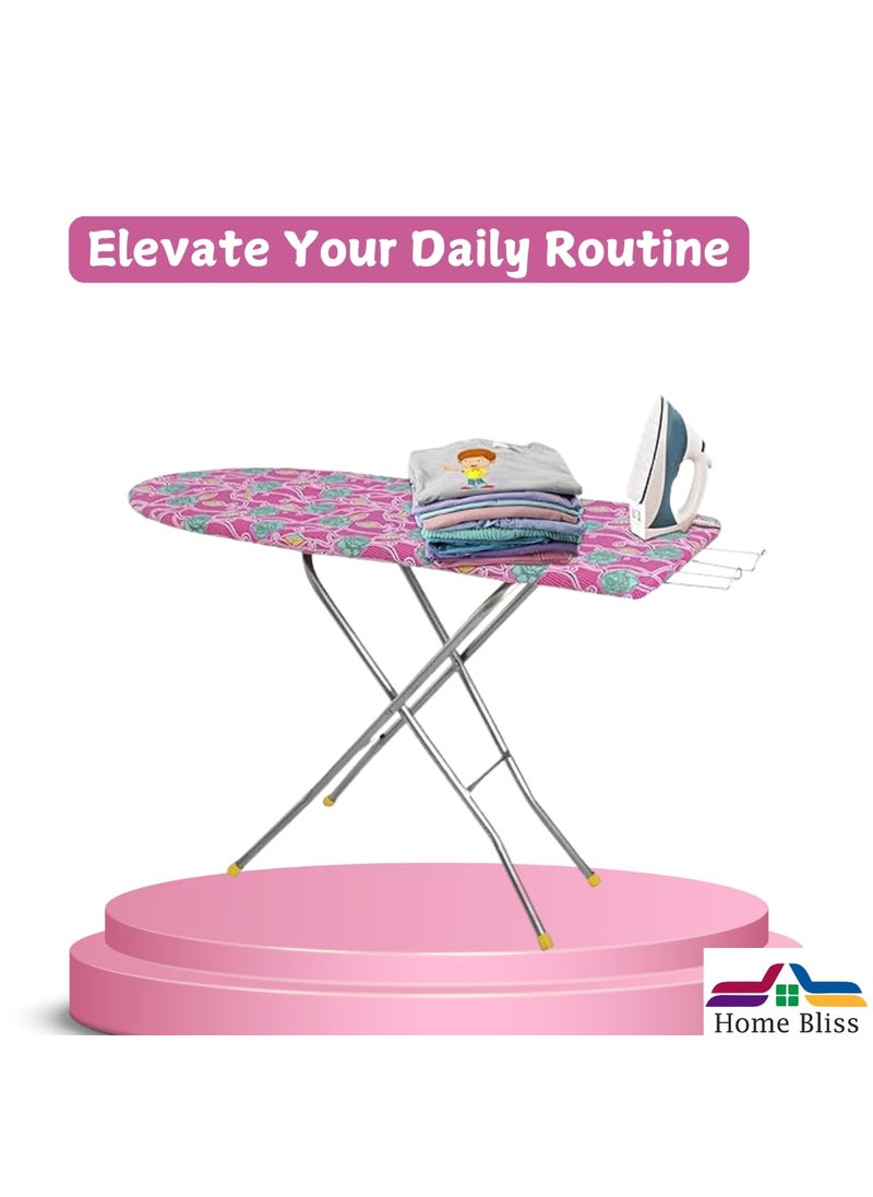 Home Bliss Wooden Ironing BoardTable with Iron Holder Foldable Adjustable 122X47CM Color May Very