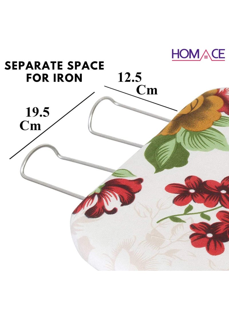 Homace Iron Table for Ironing Clothes Folding Wooden Base Iron Board with Press Stand Multicolor Cover 15 Inch 122x40 cm