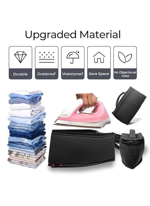 LOMGAV Silicone Iron Rest Pad Iron Storage Carry Case With Handle and Secure Zipper Closer Ironing Scorch Mesh Cloth Protective Iron Storage Pouch Iron Mat Fabric Protect From Ironing