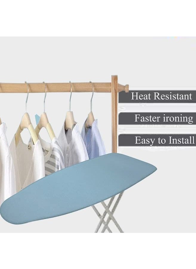 Mahaveer Cotton Ironing Board Cover with 3mm Thick Felt Pad for Steam Press Ironing Mat Heat Reflective Scorch Stain Resistant Fits Standard Large Boards of 125x39 cm Solid Light Blue