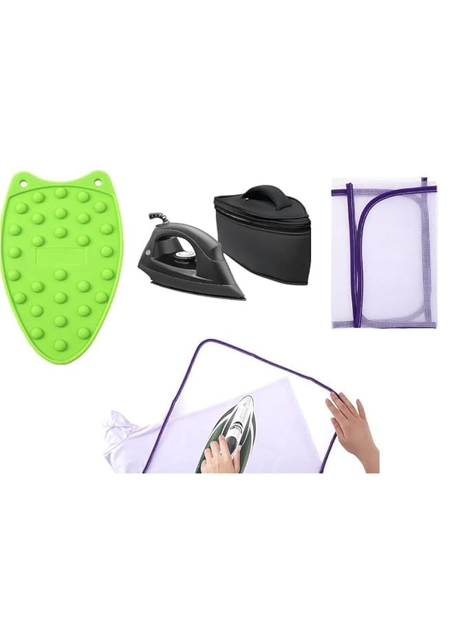 ARYAVART IRON COVER Silicone Iron Rest Pad Iron Storage Carry Case With Handle and Zipper Closer Ironing Scorch Mesh Cloth Protective Iron Storage Pouch Iron Mat Fabric Protect From Ironing