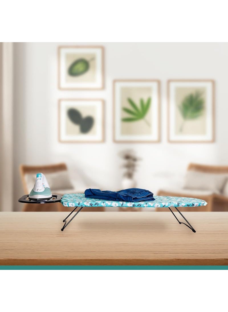 Finiky Zurich Tabletop Ironing Board with Iron Rest Green 73x34 cm Surface Wall Mountable Iron Rest with Silicon Pad HeatResistant SpaceSaving Iron Table for Ironing Clothes