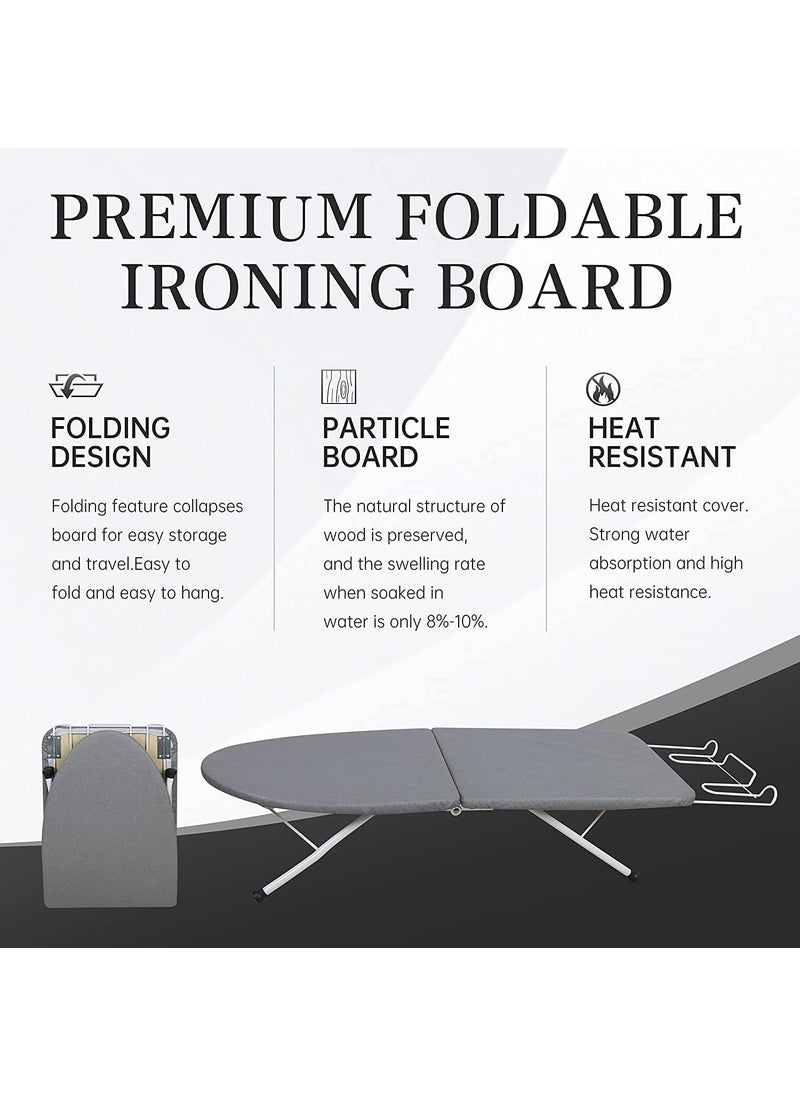 Luteti Foldable Table Top Ironing Board with Iron Rest Compact Folding Steam Iron Table NonSlip Folding Legs Light Weight SpaceSaving Ideal for Apartments Caravans 82 x 32cm