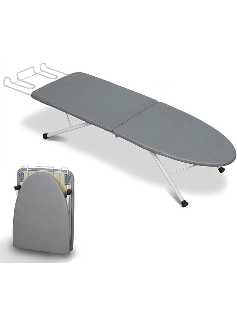 Luteti Foldable Table Top Ironing Board with Iron Rest Compact Folding Steam Iron Table NonSlip Folding Legs Light Weight SpaceSaving Ideal for Apartments Caravans 82 x 32cm