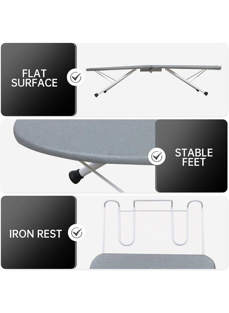 Deoxys Small Ironing Board Tabletop with Iron Rest Foldable Mini Iron Board with Cotton Cover Folding Portable Travel Ironing Board for Spacing Saving 32x12