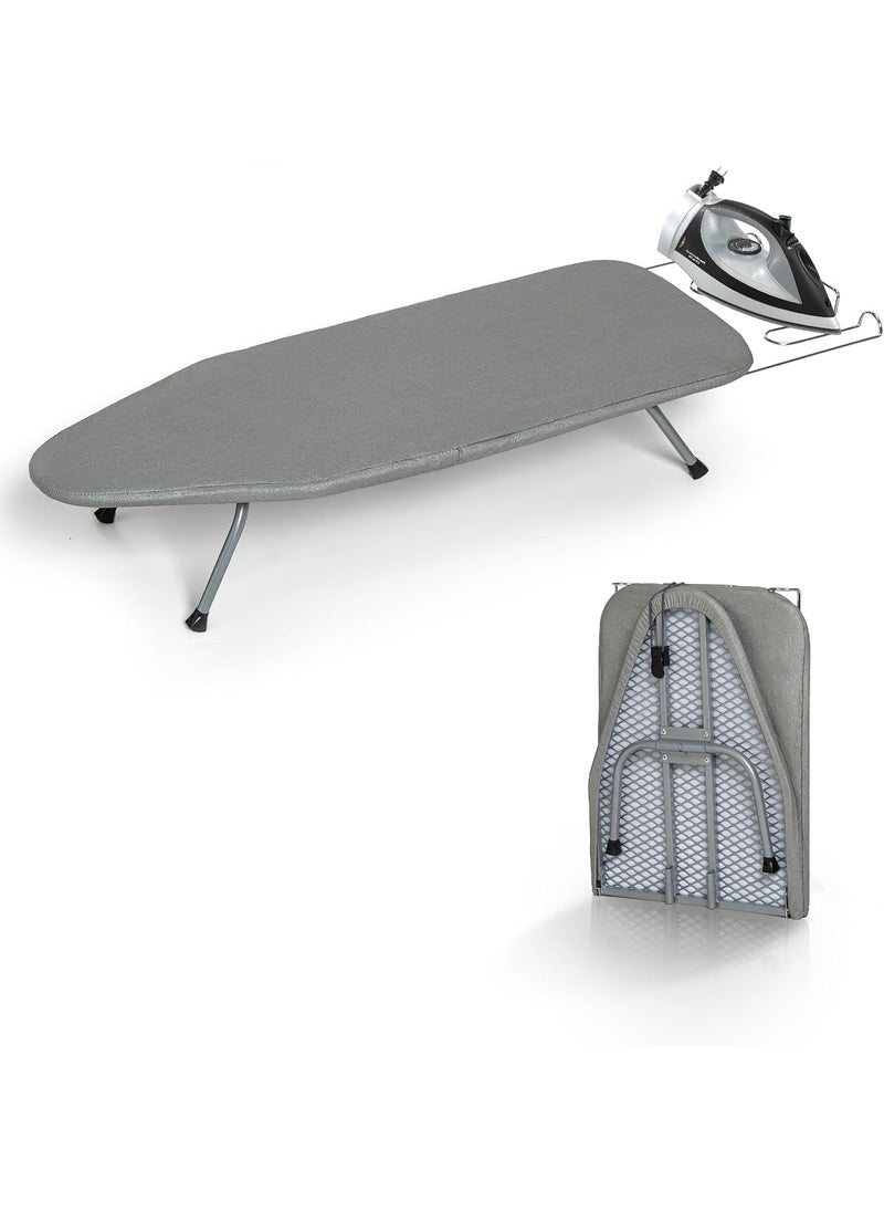 Deoxys Small Ironing Board Tabletop with Iron Rest Foldable Mini Iron Board with Cotton Cover Folding Portable Travel Ironing Board for Spacing Saving 32x12
