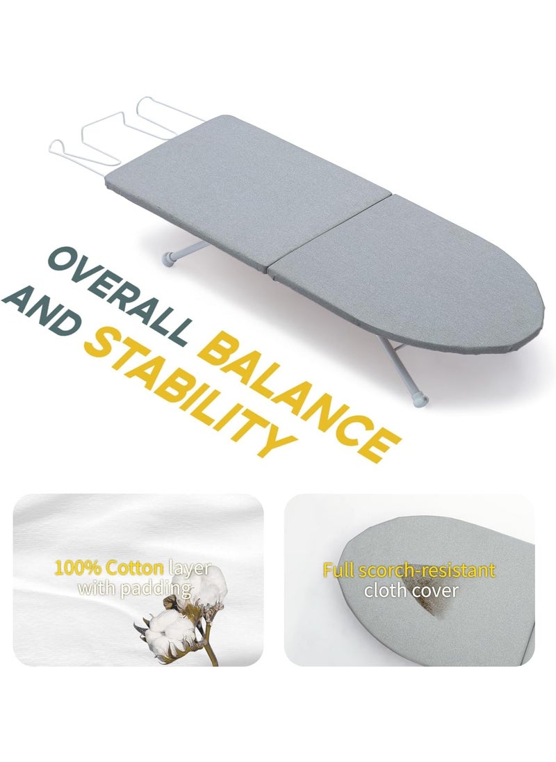 Deoxys Small Ironing Board Tabletop with Iron Rest Foldable Mini Iron Board with Cotton Cover Folding Portable Travel Ironing Board for Spacing Saving 32x12