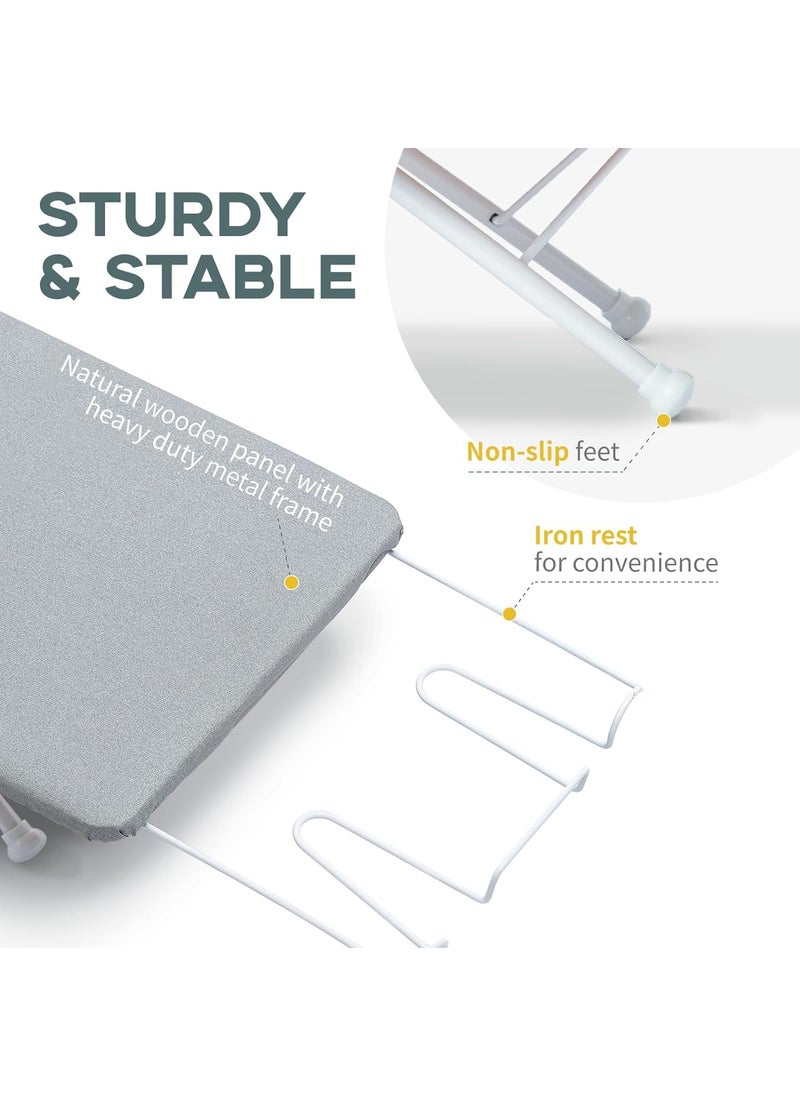 Calyrex Ironing BoardTabletop Foldable Small Iron Board with Steam Iron Rest Portable Ironing Board with Lightweight Heat Resistant Cover and 100 Cotton Pad for Laundry Home 81 30 15cm