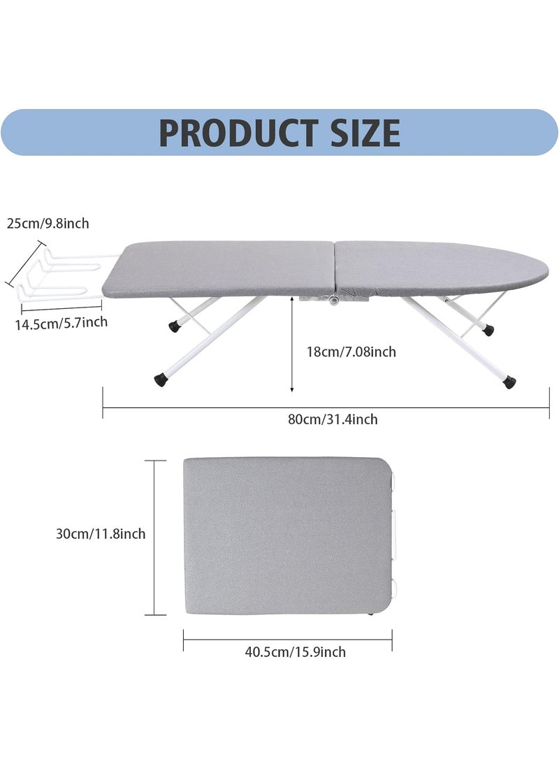 Calyrex Ironing BoardTabletop Foldable Small Iron Board with Steam Iron Rest Portable Ironing Board with Lightweight Heat Resistant Cover and 100 Cotton Pad for Laundry Home 81 30 15cm