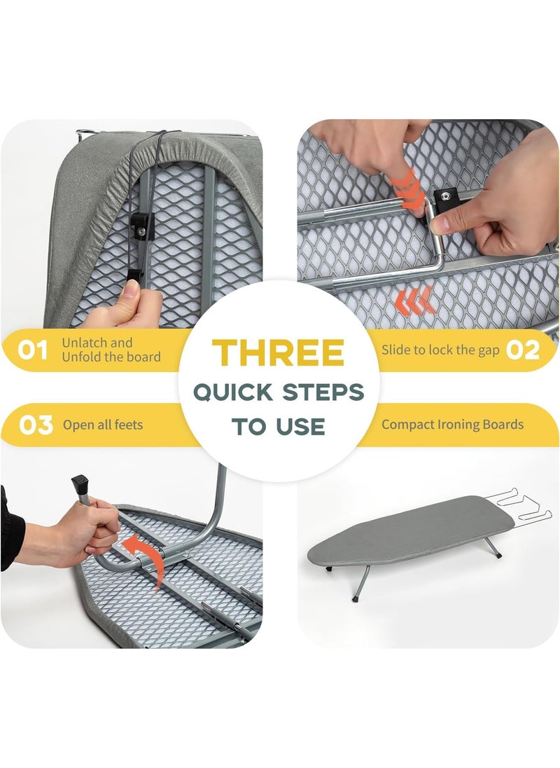 VPGS Tabletop Ironing Board Portable Metal Foldable Iron Board with Iron Rest Small Ironing Board with Heat Resistant Cover Suitable for Home Travel Use Laundry Rooms and Dorms