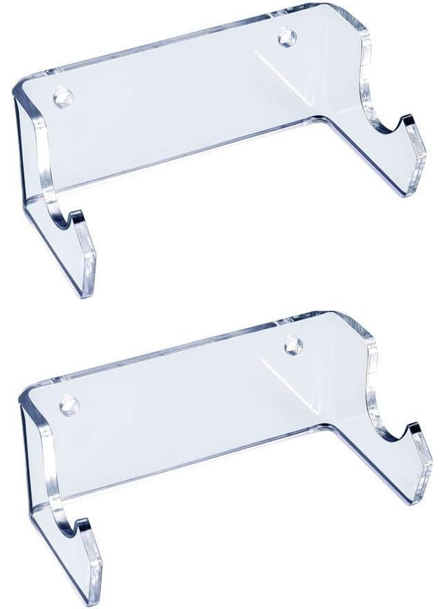 INDIDECOR 96111 Ironing Board Hanger Wall Mount Ironing Board Holder Organizer Wall Rack for Laundry Room Organization and Storage Pack of 2 Transparent