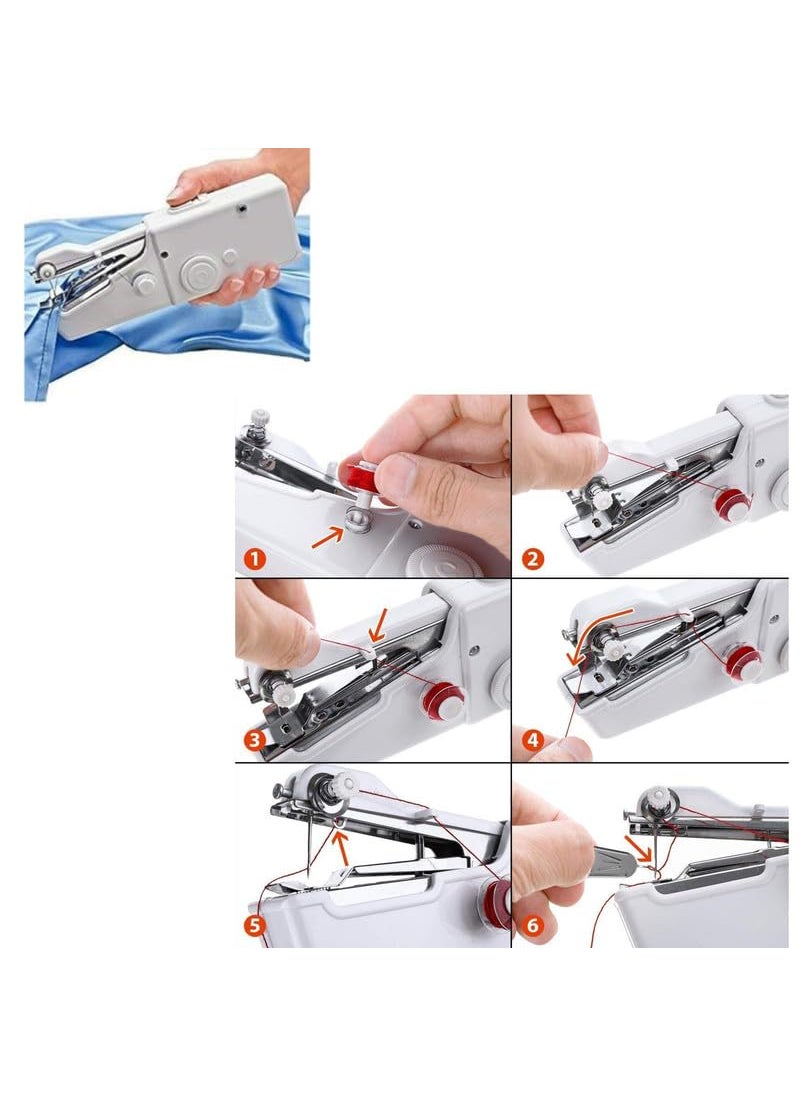 Sewing Machine Handy Mini Portable Cordless Stitching Handheld Manual White Sewing Machine for Home Tailoring Hand Machine Multicolor