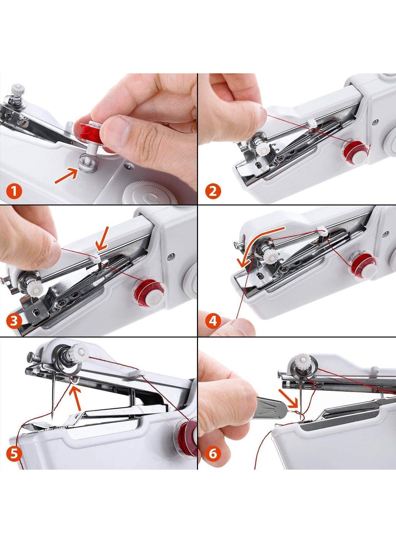 Sewing Machine Handy Mini Portable Cordless Stitching Handheld Manual White Sewing Machine for Home Tailoring Hand Machine Multicolor