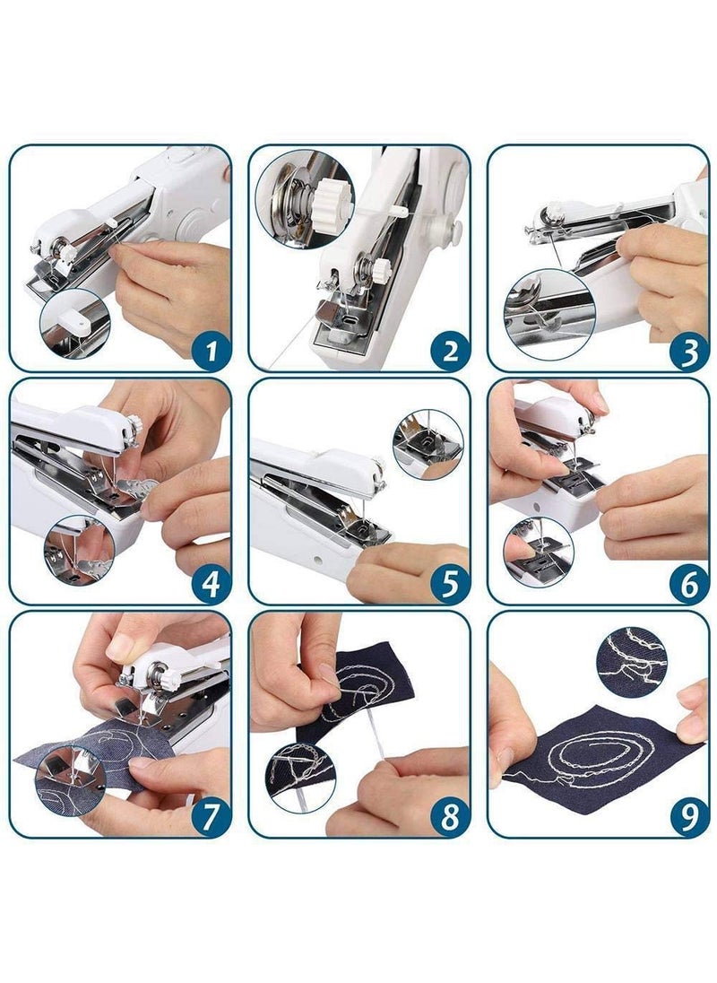Sewing Machine Handy Mini Portable Cordless Stitching Handheld Manual White Sewing Machine for Home Tailoring Hand Machine Multicolor