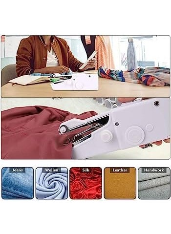 Heiter Electric Handy SewingStitch Handheld Cordless Portable White Sewing Machine for Home Tailoring Hand Machine Electric Handy Stitch Mini Hand Sewing Machine