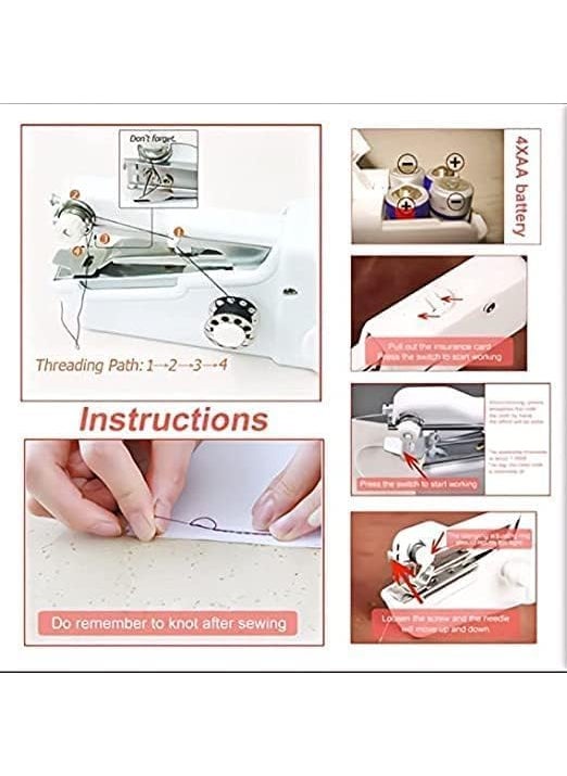 Heiter Electric Handy SewingStitch Handheld Cordless Portable White Sewing Machine for Home Tailoring Hand Machine Electric Handy Stitch Mini Hand Sewing Machine