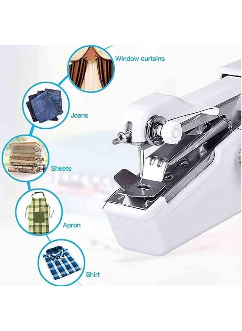 Heiter Electric Handy SewingStitch Handheld Cordless Portable White Sewing Machine for Home Tailoring Hand Machine Electric Handy Stitch Mini Hand Sewing Machine