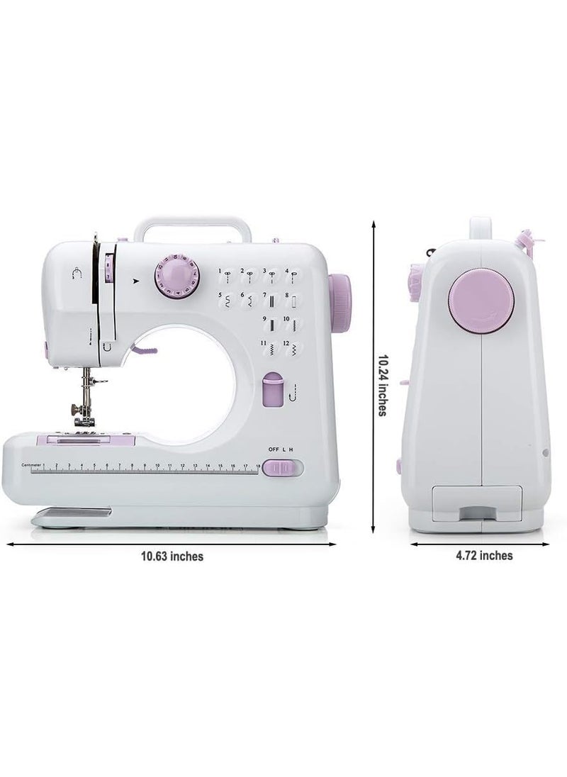 LATESHOP Stripto Electric Mini Portable12 Builtin Stitch Patterns Small Sewing Machine with DualSpeed Reverse Stitching And Foot Pedals Suitable for beginners And Children