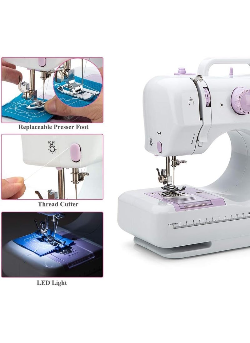 LATESHOP Stripto Electric Mini Portable12 Builtin Stitch Patterns Small Sewing Machine with DualSpeed Reverse Stitching And Foot Pedals Suitable for beginners And Children
