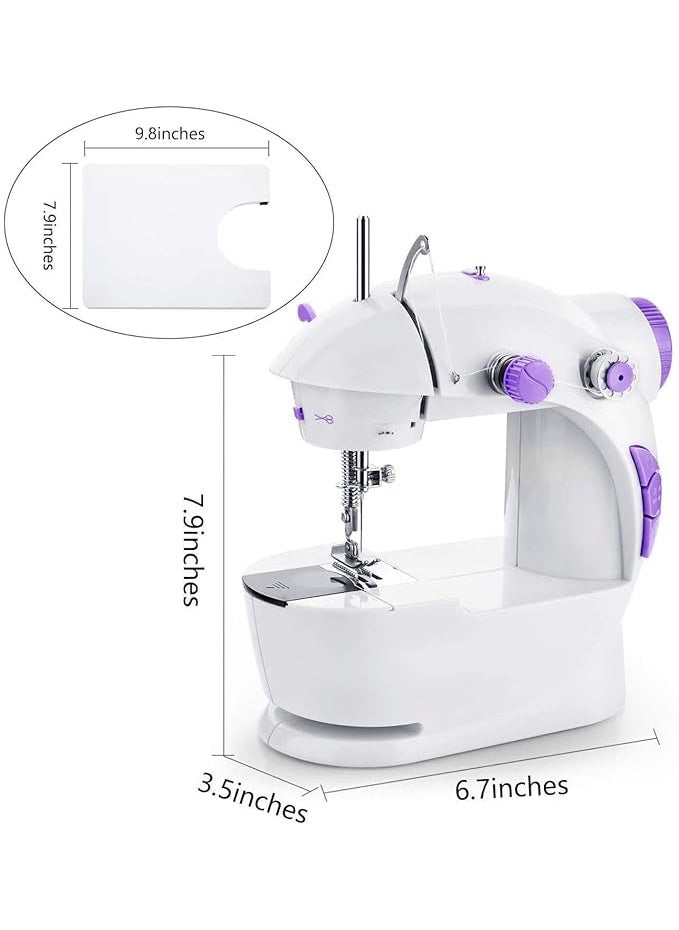 LOXIMA Mini Sewing Machine Portable Electric Household Handheld with Foot Pedal Adapter Coils Crafting Mending Machine for Beginners Kids Home Travel Tailoring Machine