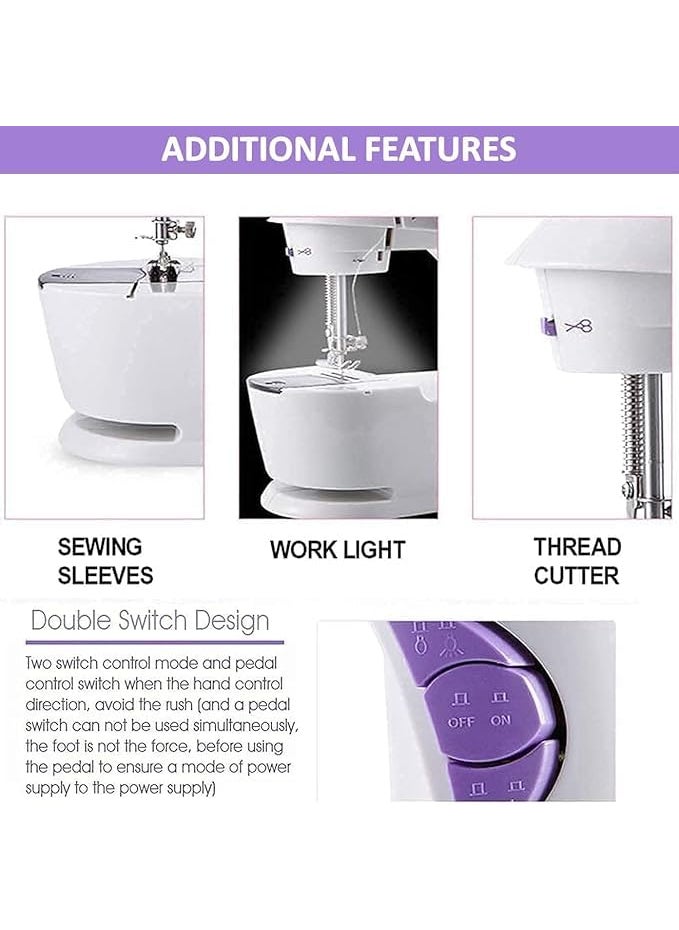 LOXIMA Mini Sewing Machine Portable Electric Household Handheld with Foot Pedal Adapter Coils Crafting Mending Machine for Beginners Kids Home Travel Tailoring Machine