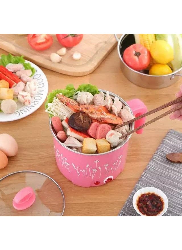 FLOITTUY Electric Multifunction Cooking Pot 18 Litre Electric Pressure Cooker Egg Cooker Rice Pasta Cookers and Steamer Travel Cooker Mini Cooker Kettle with Glass Lid