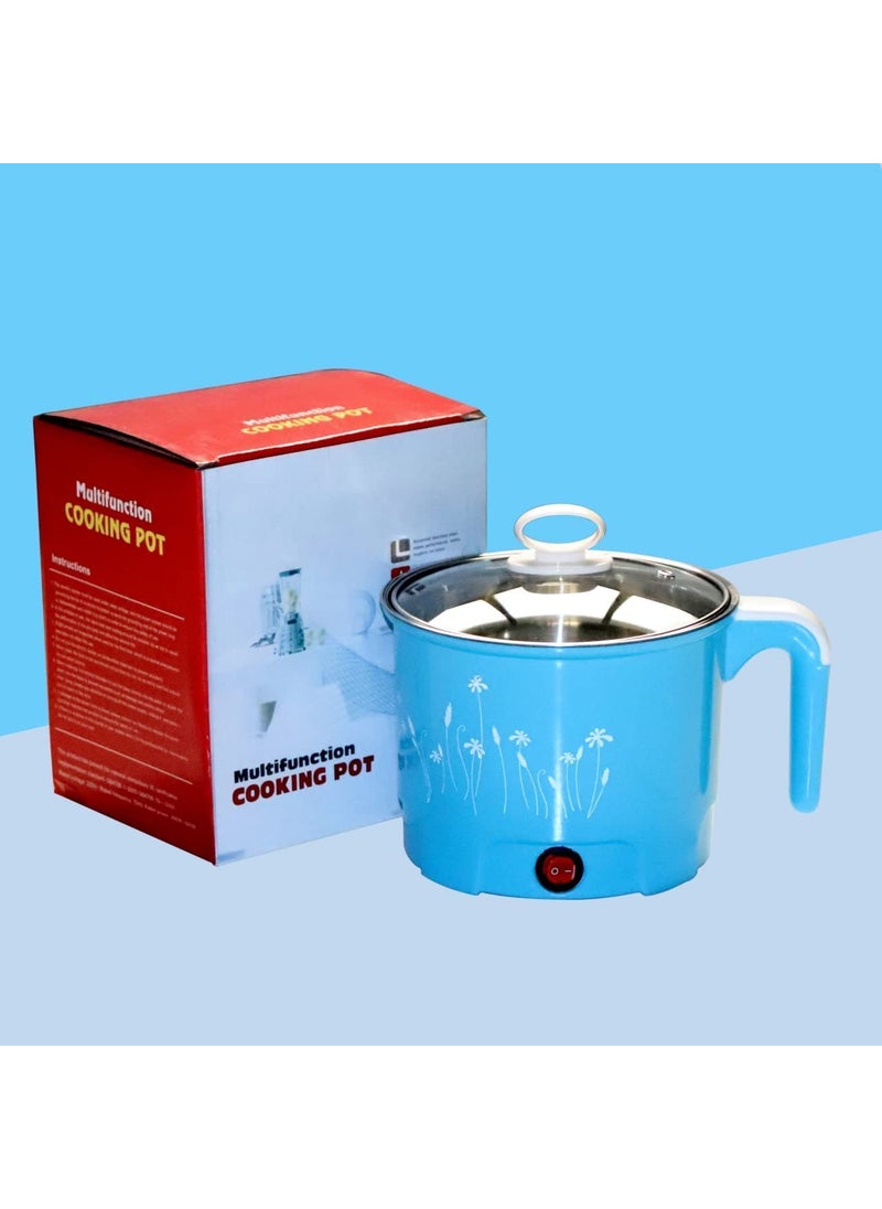 FLOITTUY Electric Multifunction Cooking Pot 18 Litre Electric Pressure Cooker Egg Cooker Rice Pasta Cookers and Steamer Travel Cooker Mini Cooker Kettle with Glass Lid