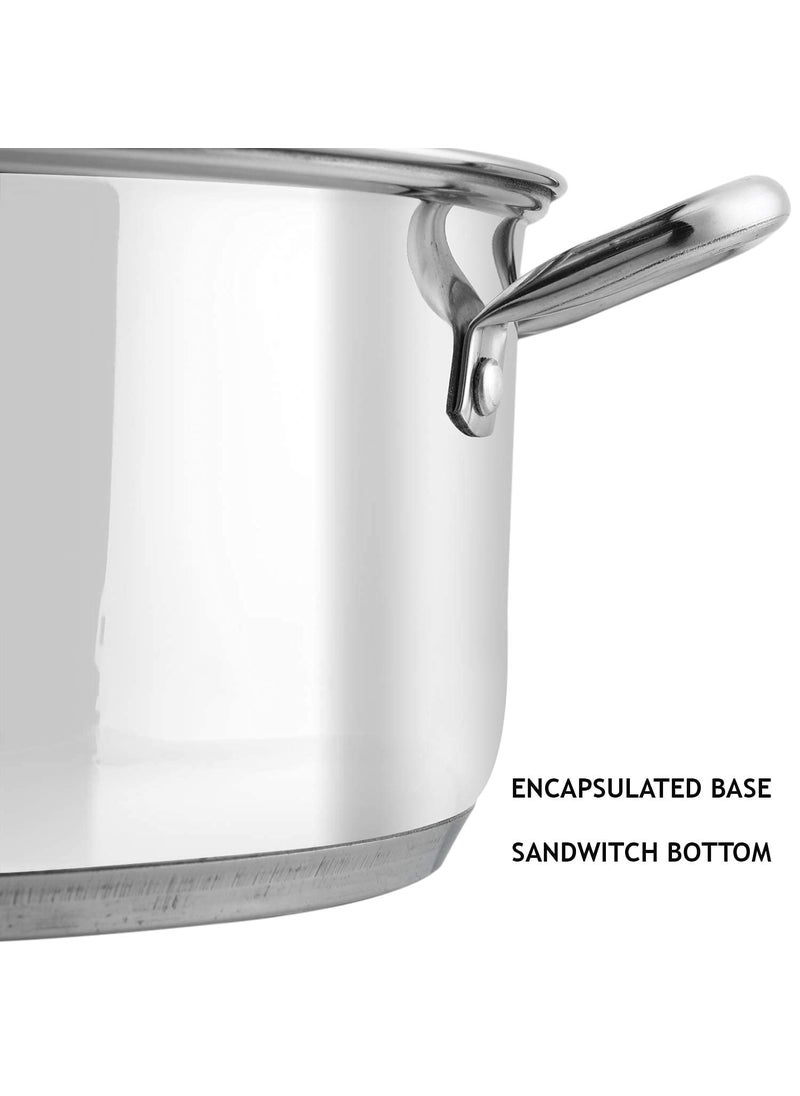 Bartan Star Havey Stainless Steel Induction Friendly Sandwich Base Deep Cooking Pot with Lid 4 litres