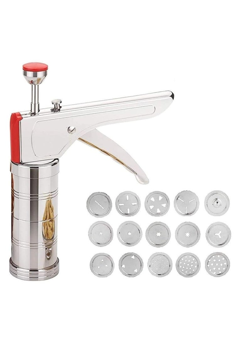 Happy Home Kitchenware Stainless Steel Kitchen Press with 15 Different Types of Sev MakerIdiyappamNoodlesGathiya Maker Kitchen Tools Diwali for Namkeen Snacks Maker