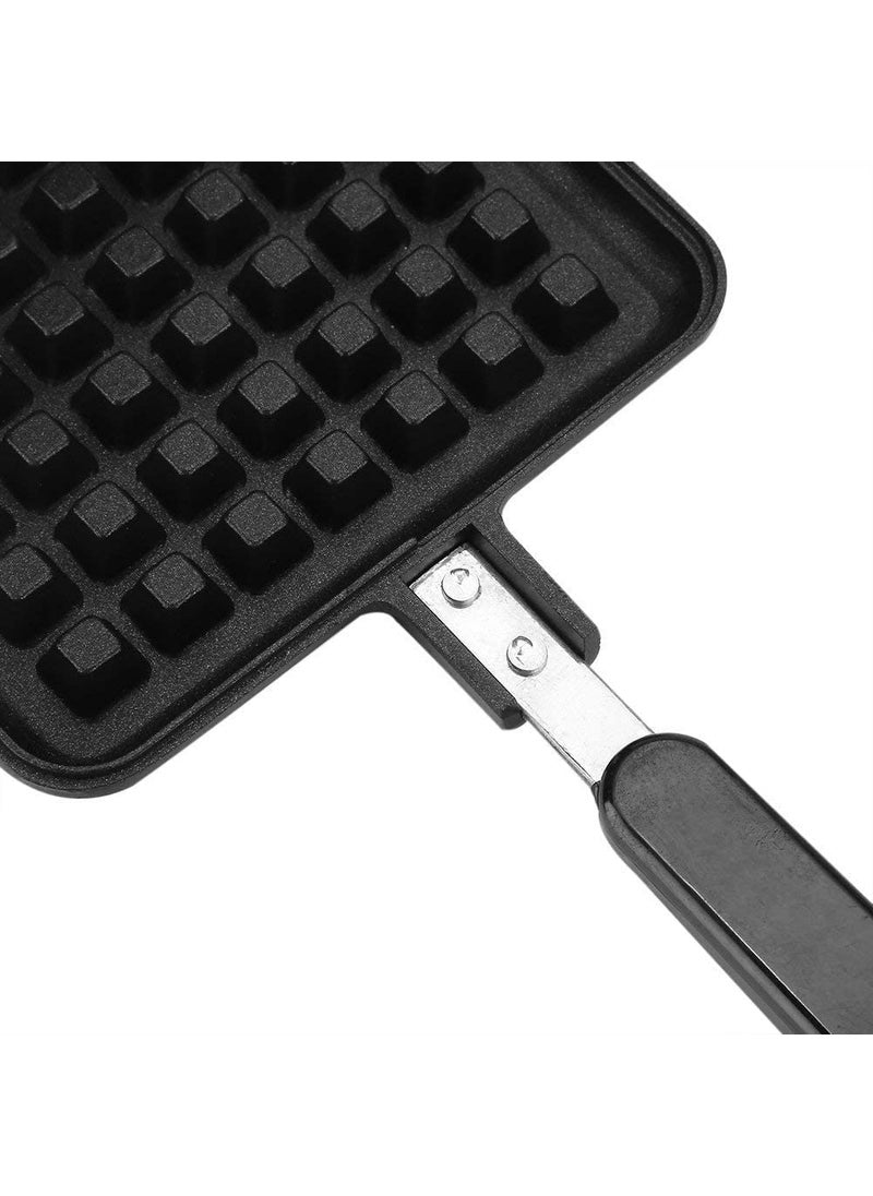 RBGIIT Kitchen Gas Stove Non Stick Waffle Maker Pan Press Plate Cooking Baking Tool with Long Handle Low Power Consumption Black_8