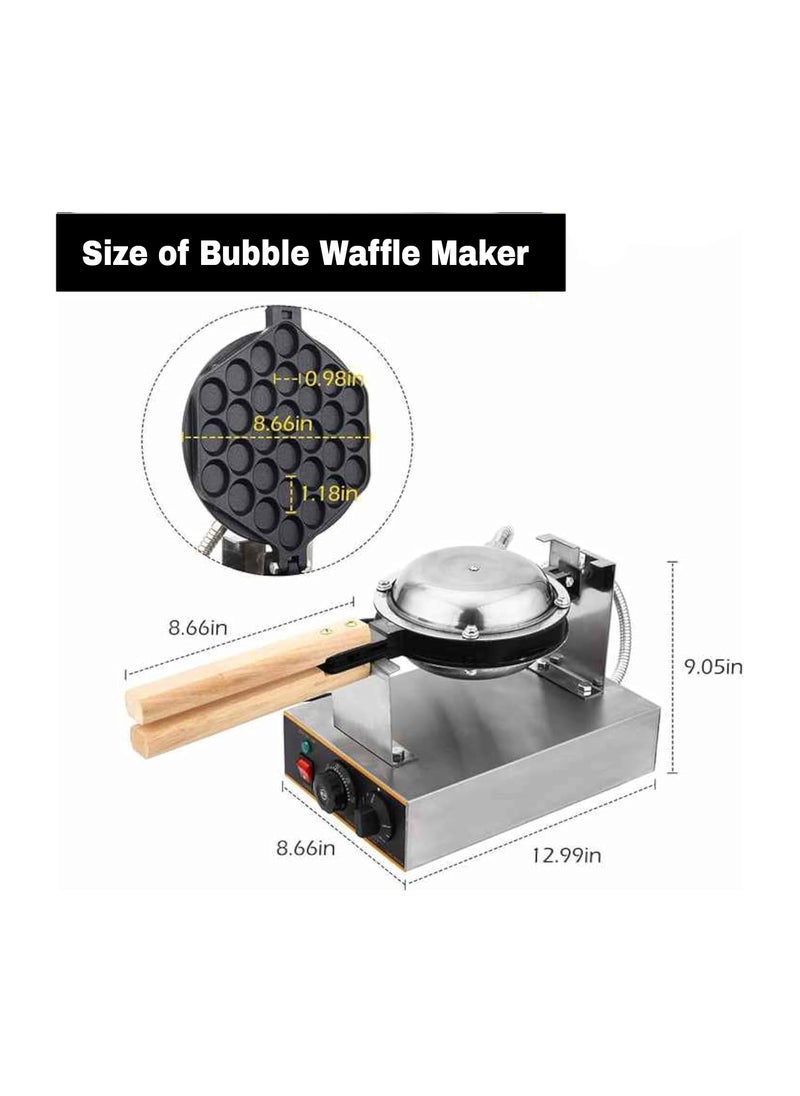 Gurubhai Equipments Commercial Electric NonStick Bubble Waffle Maker 1400W Egg Waffle Machine with Countdown Timer Temperature Control