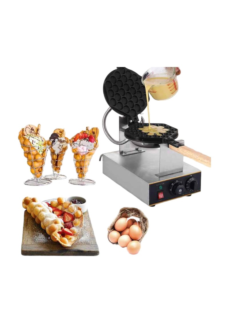 Gurubhai Equipments Commercial Electric NonStick Bubble Waffle Maker 1400W Egg Waffle Machine with Countdown Timer Temperature Control