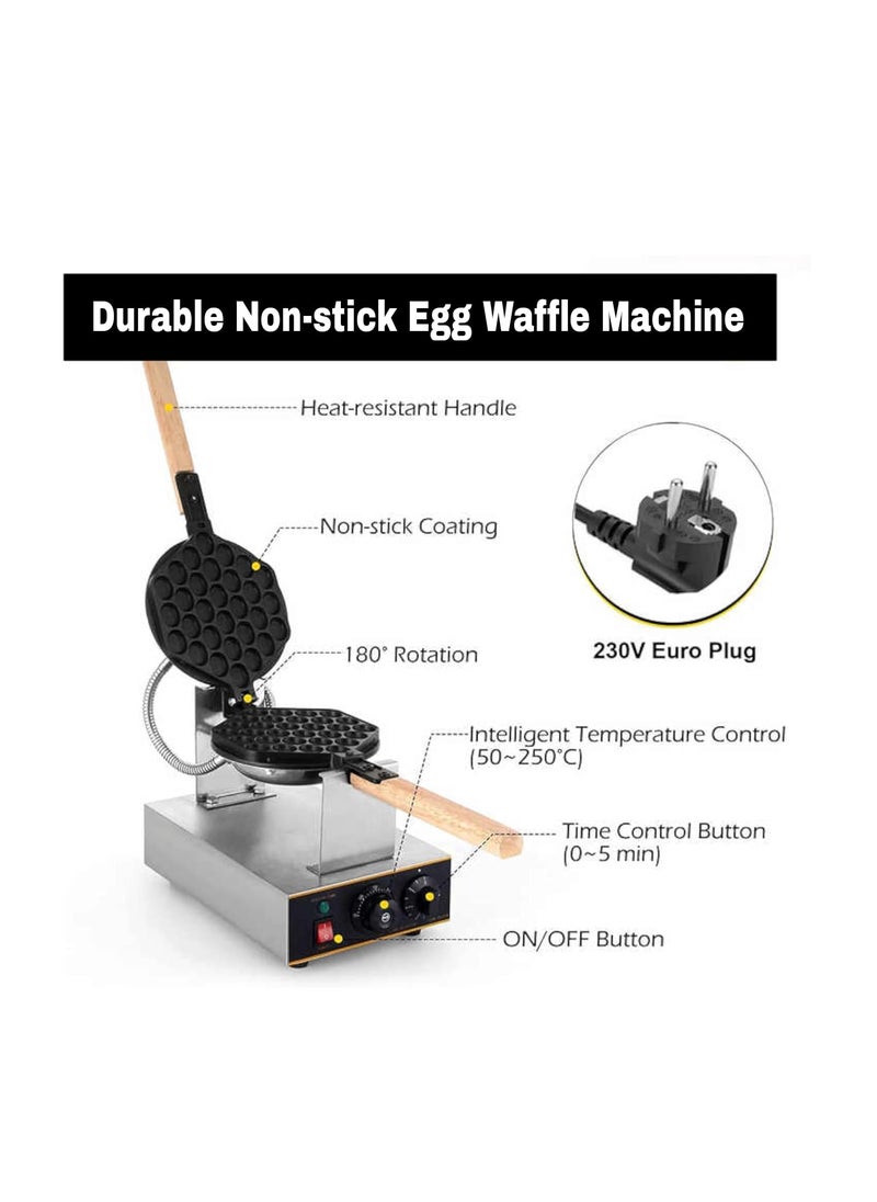 Gurubhai Equipments Commercial Electric NonStick Bubble Waffle Maker 1400W Egg Waffle Machine with Countdown Timer Temperature Control