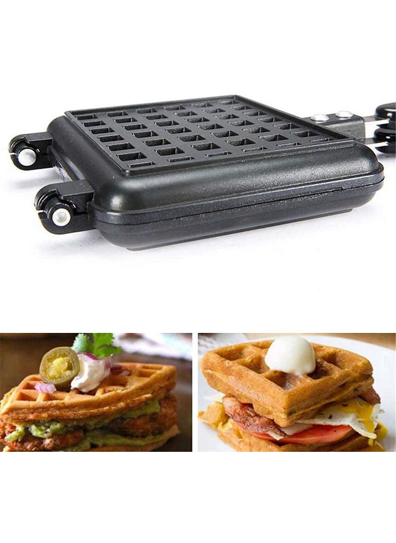 RBGIIT Waffle Maker Machine With Comfortable Handle For Kitchen Gas Stove Black_10