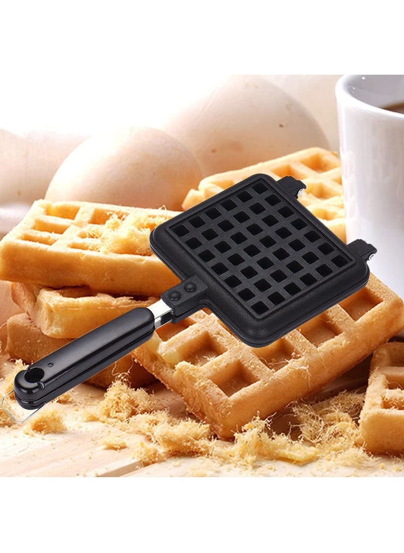 RBGIIT Waffle Maker Machine With Comfortable Handle For Kitchen Gas Stove Black_10