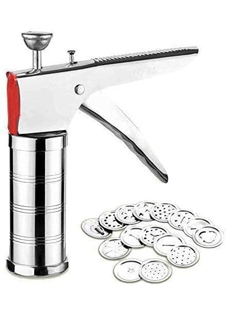 KGN MART Kitchen Press with 15 Different Types Bhujiya MakerCookiesNamkeenNoodlesChakali MakerSev MakerFarsan MakerGathiya Maker Stainless Steel